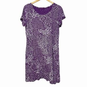 Fresh Produce T Shirt Dress XL Purple Animal Print Zebra Leopard USA 100% Cotton
